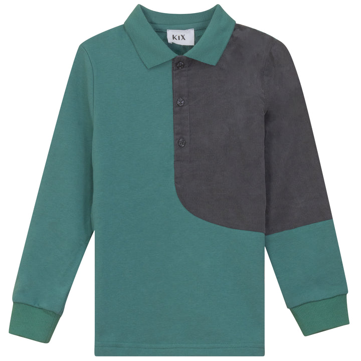 polo l/s corduroy color block - blue