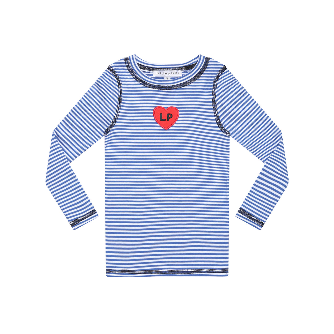 heart play long sleeve tee - royal blue/white