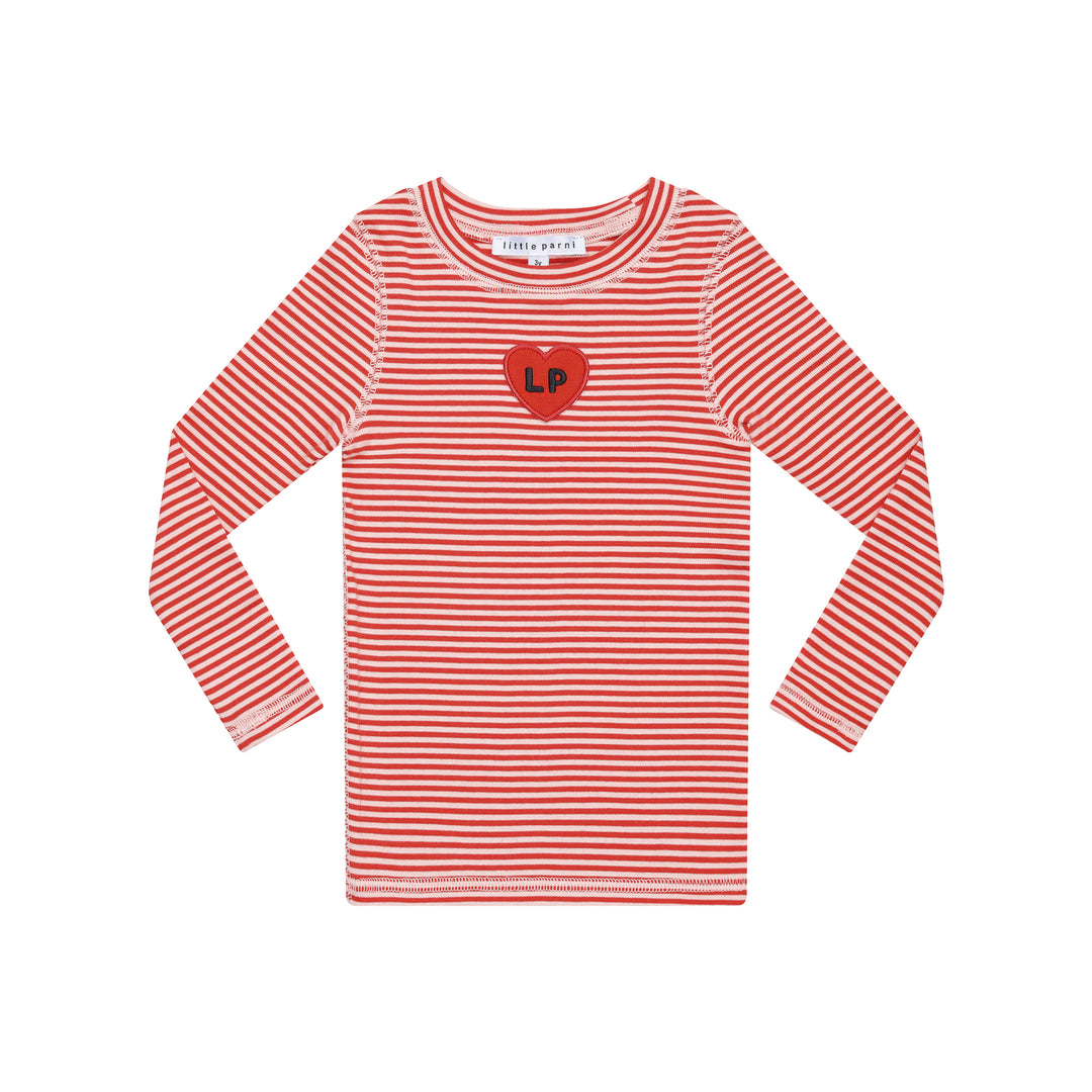 heart play long sleeve tee - coral/pink