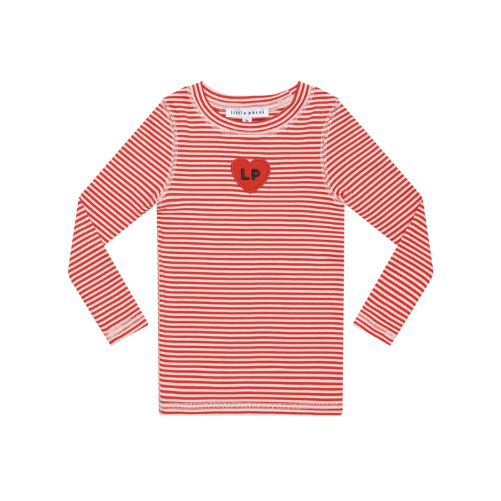 heart play long sleeve tee - coral/pink