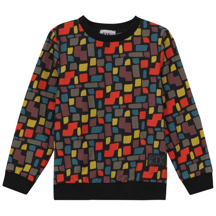 top l/s raw edge back zip detail sweatshirt - multi