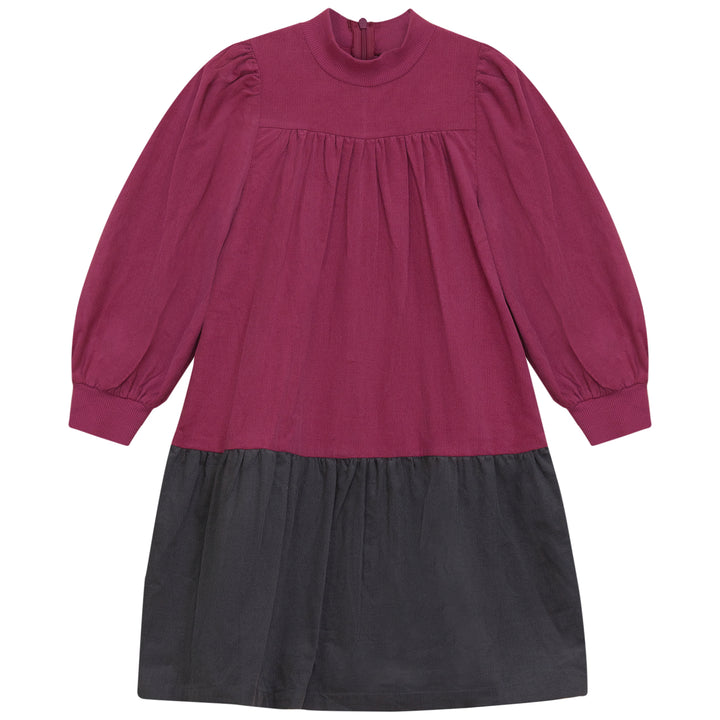 dress corduroy tiered color block - plum