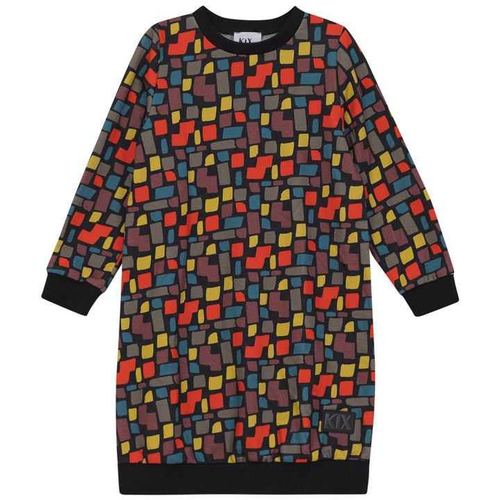 dress raw edge back zip detail sweatshirt - multi