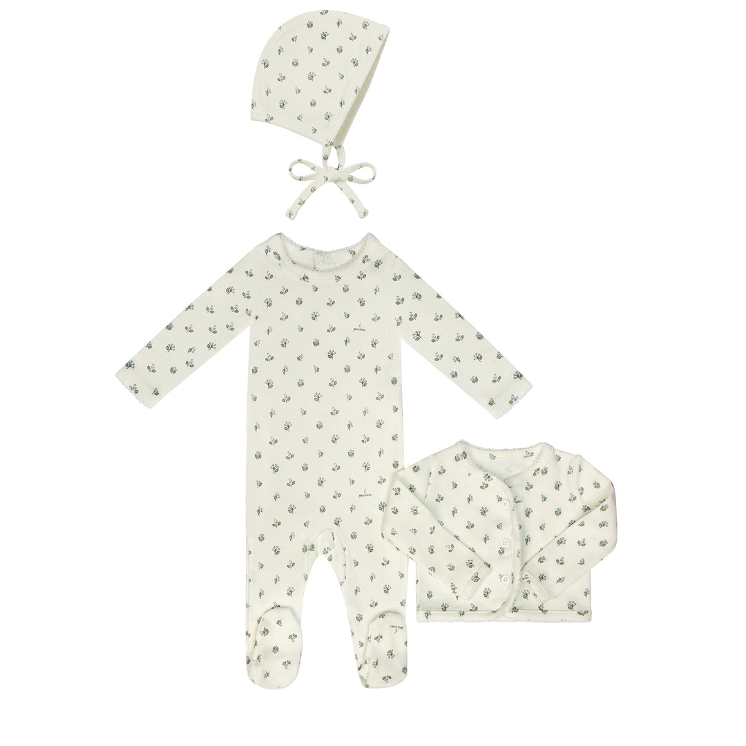 forever floral layette set - light blue