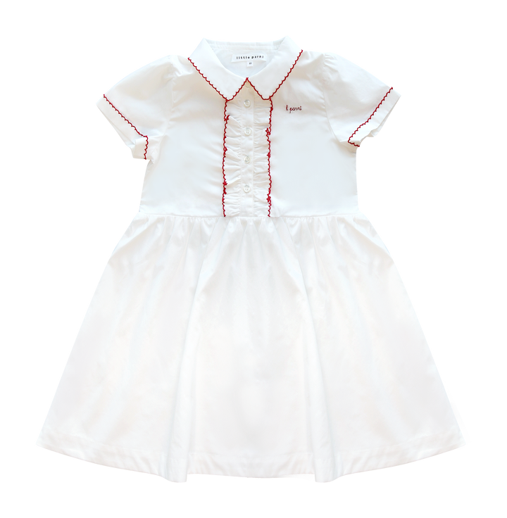 signature pico short sleeve dress - white