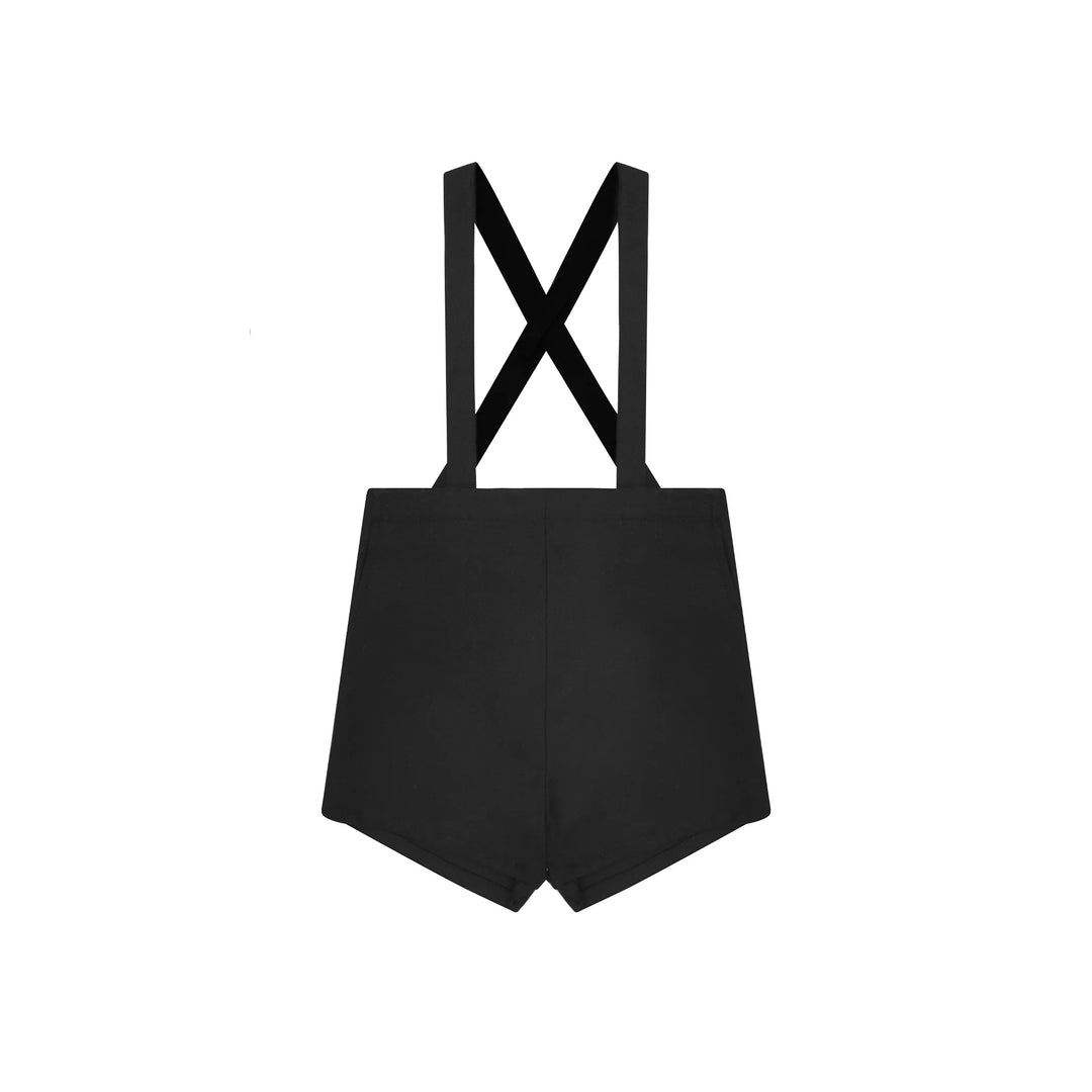 one piece dressy short overalls - black