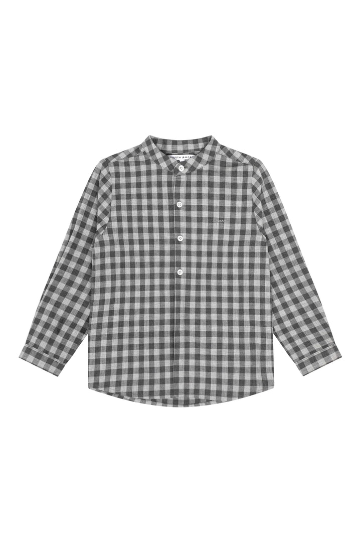 shirt l/s striped mandarin - grey