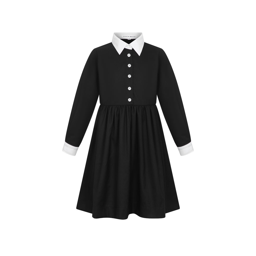 dress contrast trim shirt style - black