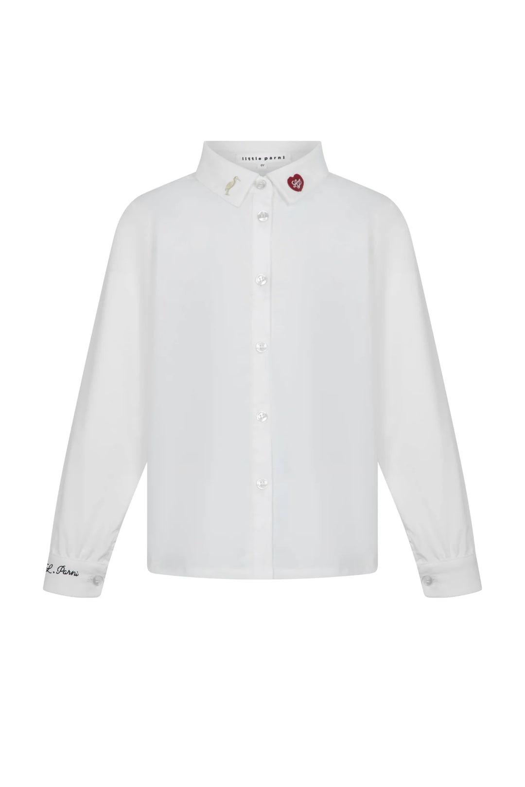 shirt l/s contrast button - white/black