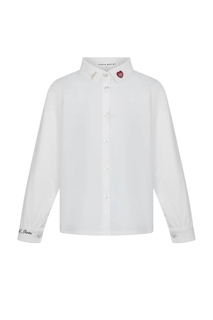 shirt l/s contrast button - white/black