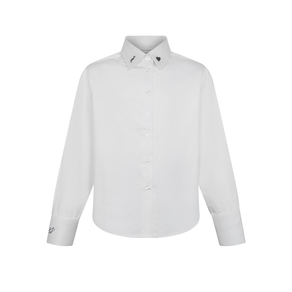 shirt l/s dressy - white/grey