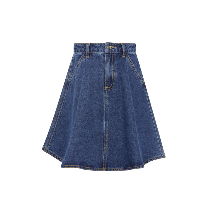 skirt denim yoke - blue denim