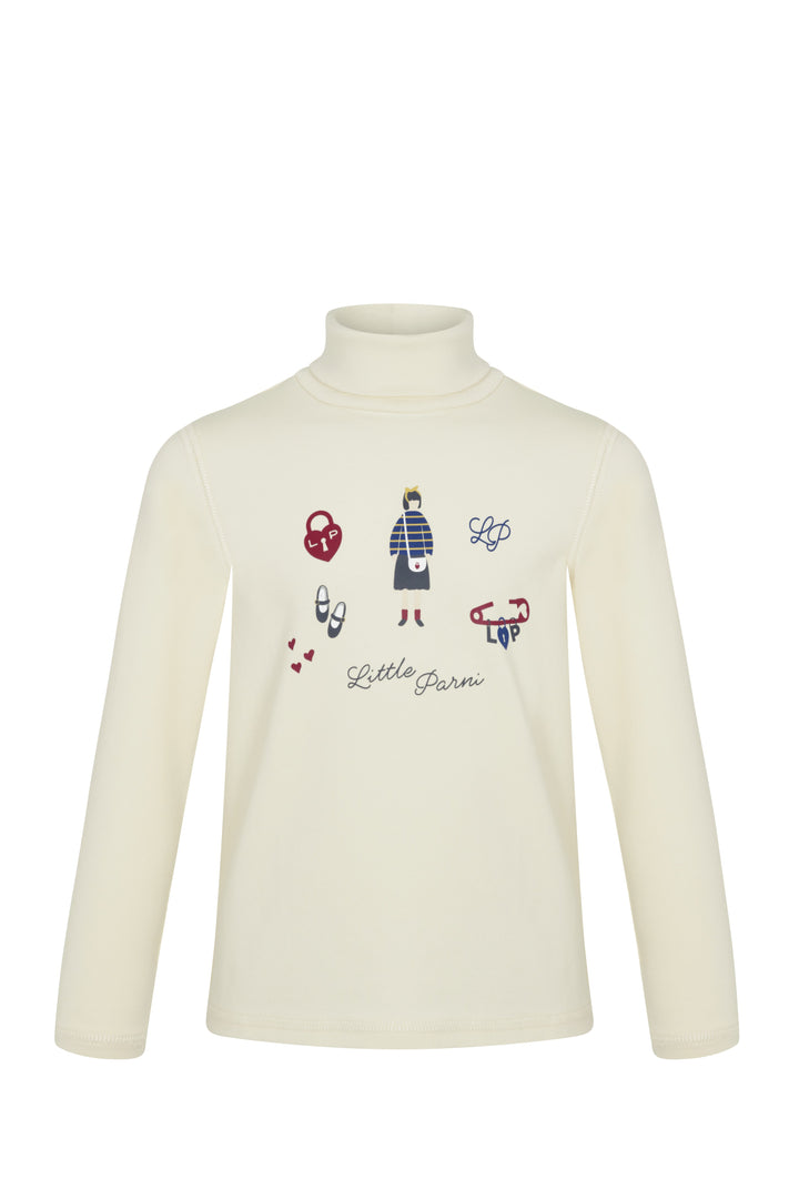 top l/s logo print turtleneck - ivory