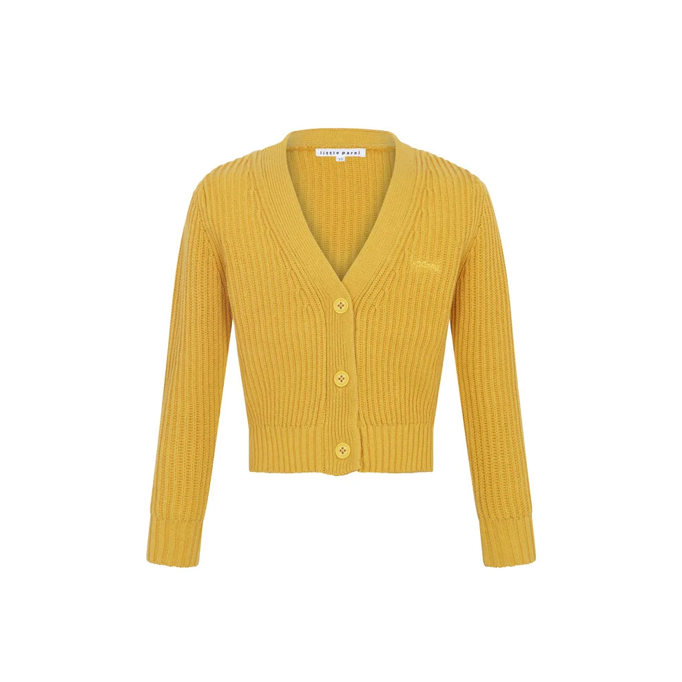 top l/s chunky ribbed cardigan - yellow