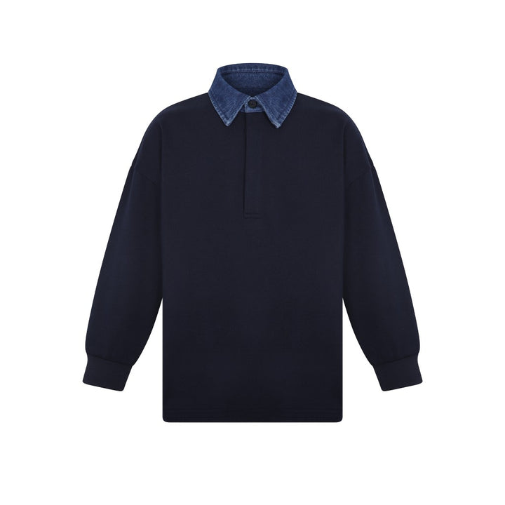 polo l/s denim collar sweat - navy blue