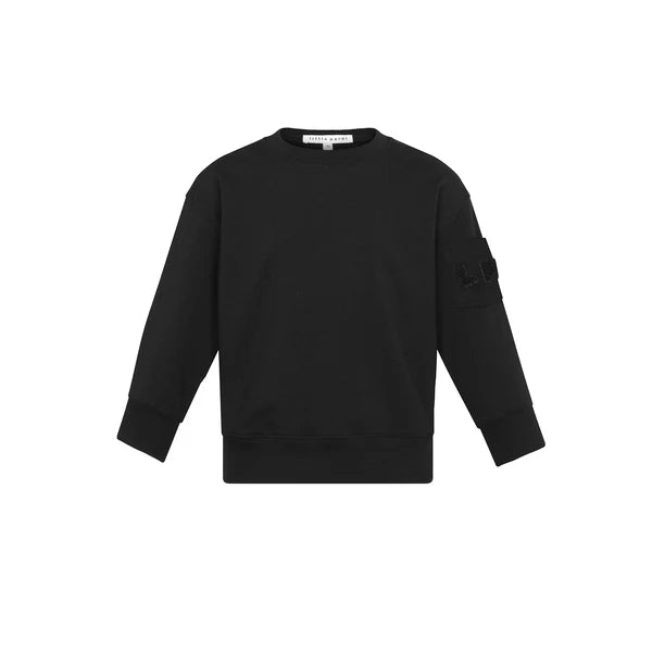 top l/s elbow patch sweatshirt - black