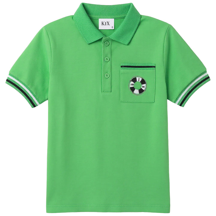 polo s/s stripe detail - green