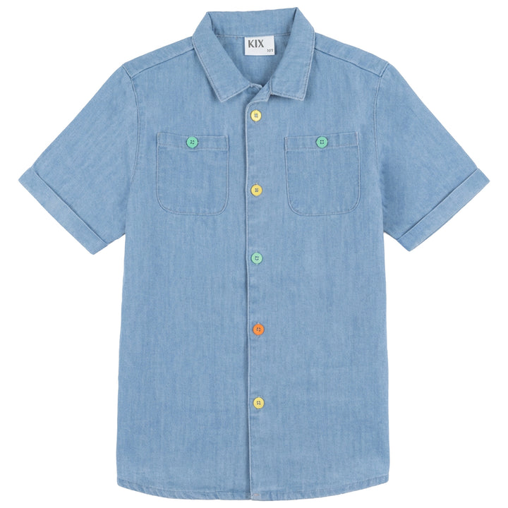 shirt s/s denim logo buttons - denim