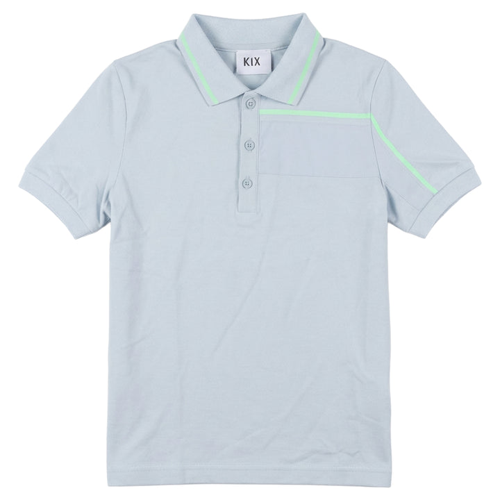 polo s/s combo fabric - blue