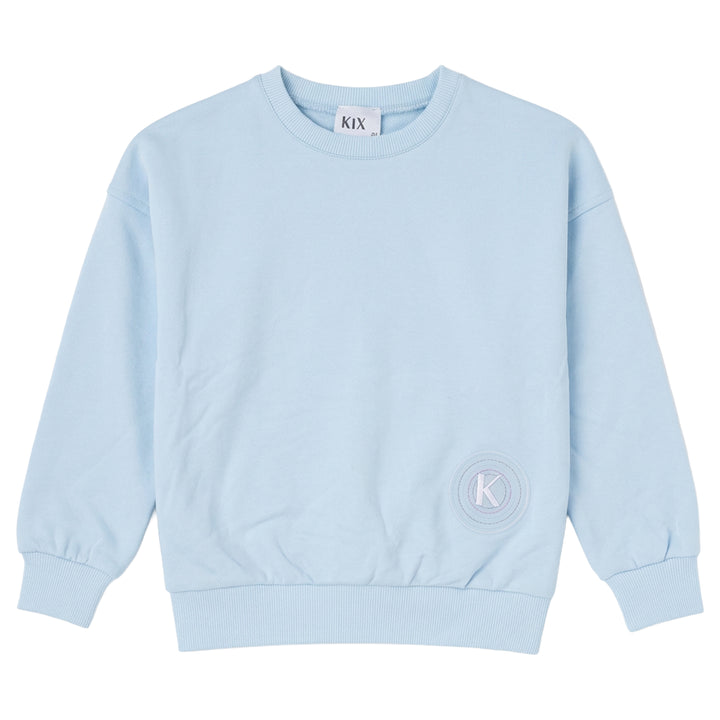 top l/s embossed rubber logo sweatshirt - blue