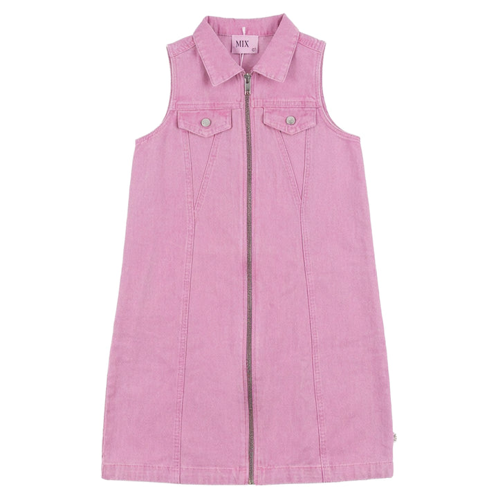 dress denim heart detail zip up jumper - pink