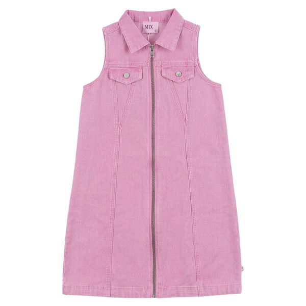 pink denim dress dress denim heart detail zip up jumper