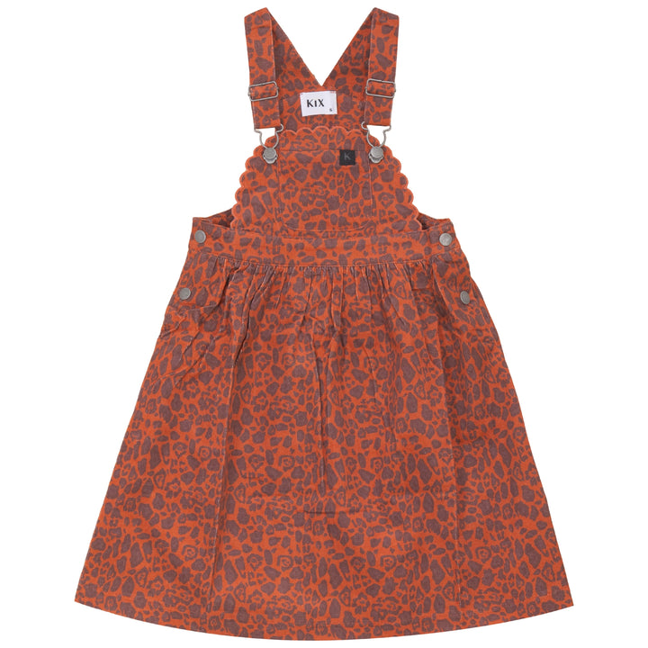 dress corduroy leopard print scalloped jumper - rust