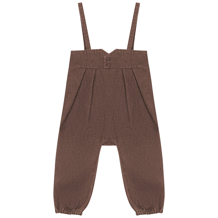 one piece yoke detail denim romper - brown denim