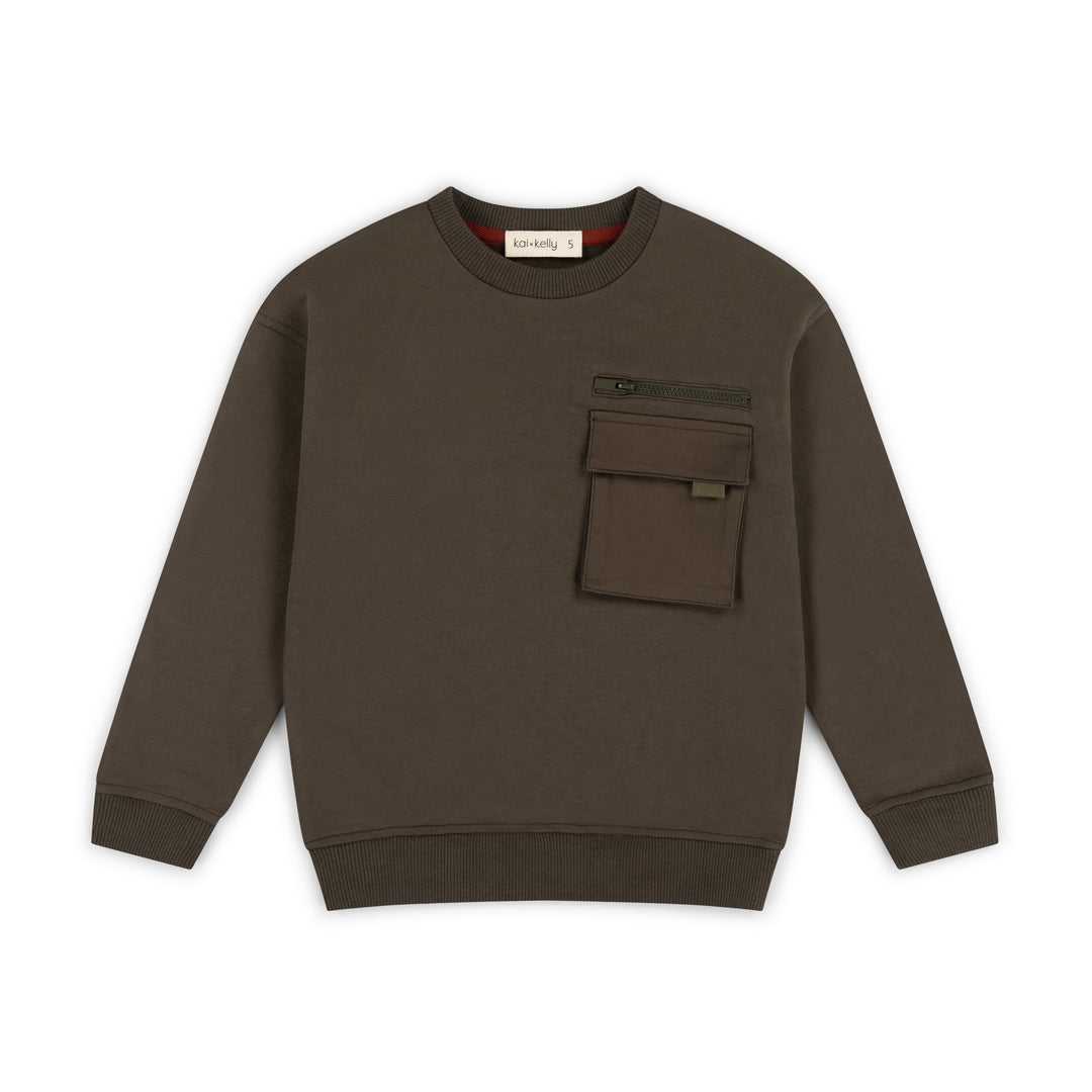 top l/s between lines sweatshirt - moss