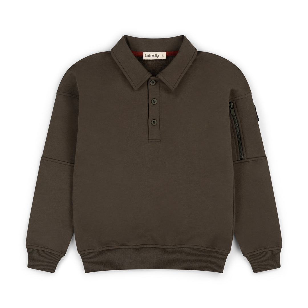 polo l/s between lines sweatshirt - moss