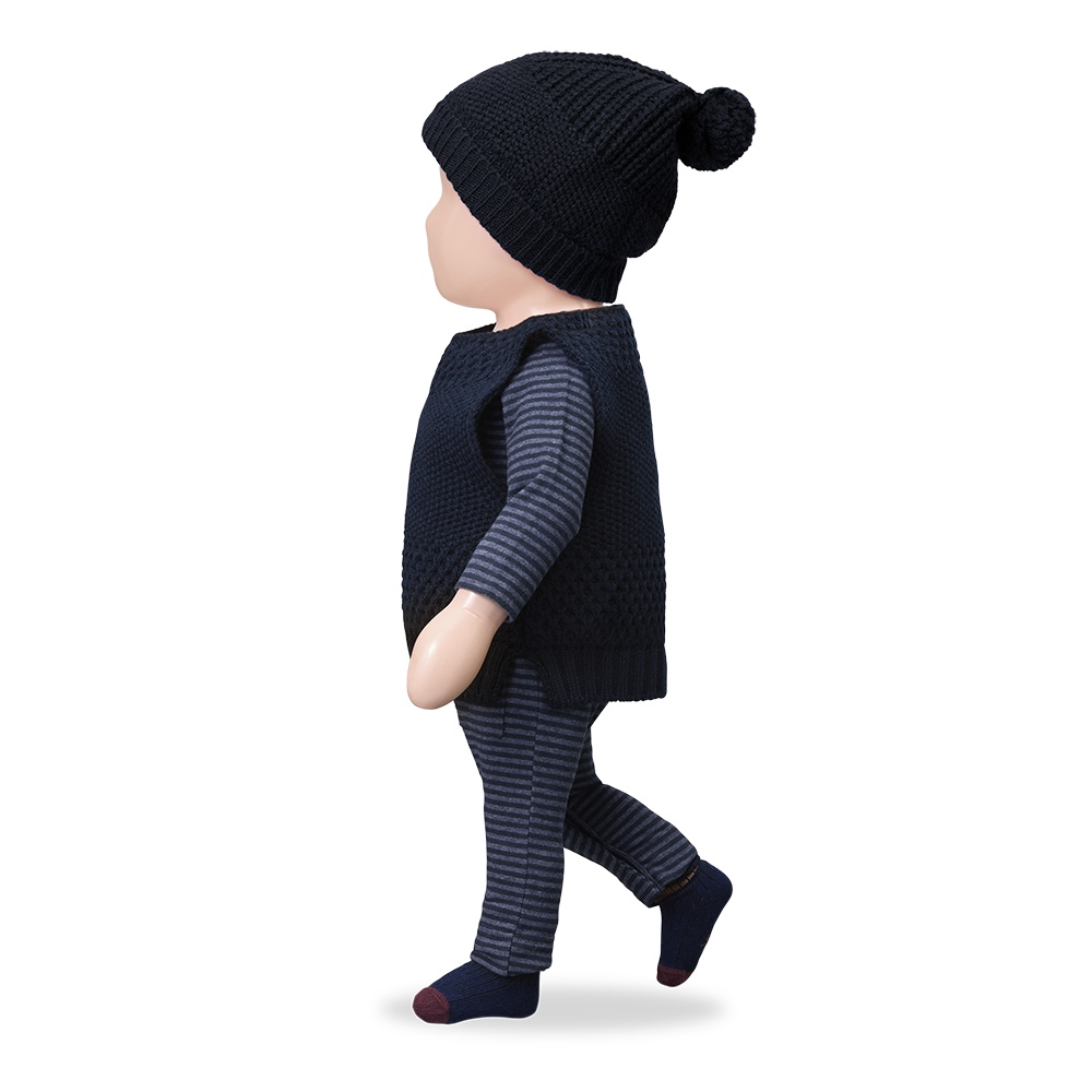 vest wool textured - dark blue