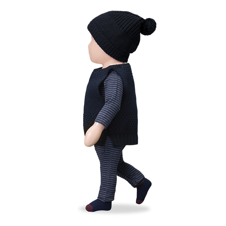 vest wool textured - dark blue