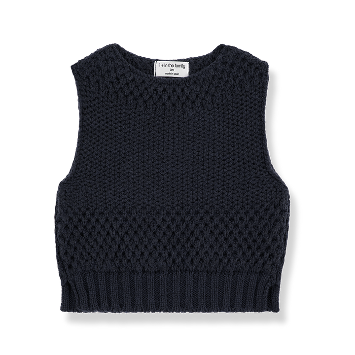 vest wool textured - dark blue