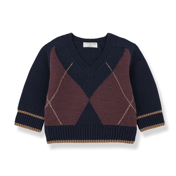 top l/s argyle v sweater - dark blue