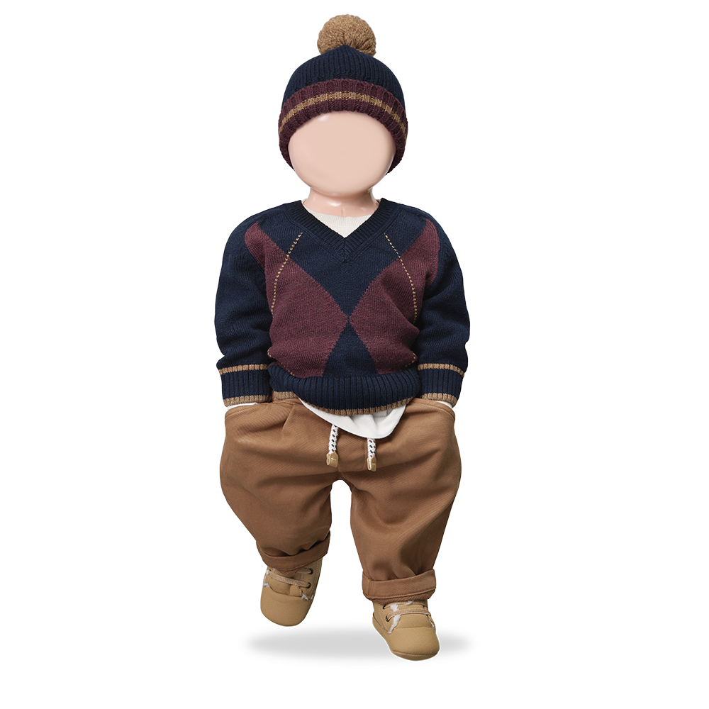 top l/s argyle v sweater - dark blue