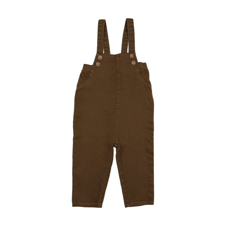 one piece chambray long crossback overalls - green bronze