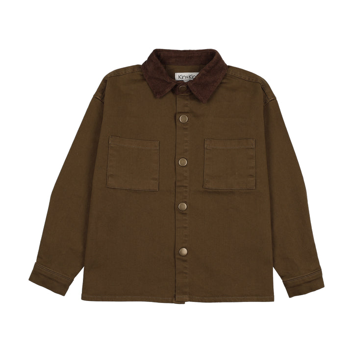 shirt l/s chambray with pockets - green bronze