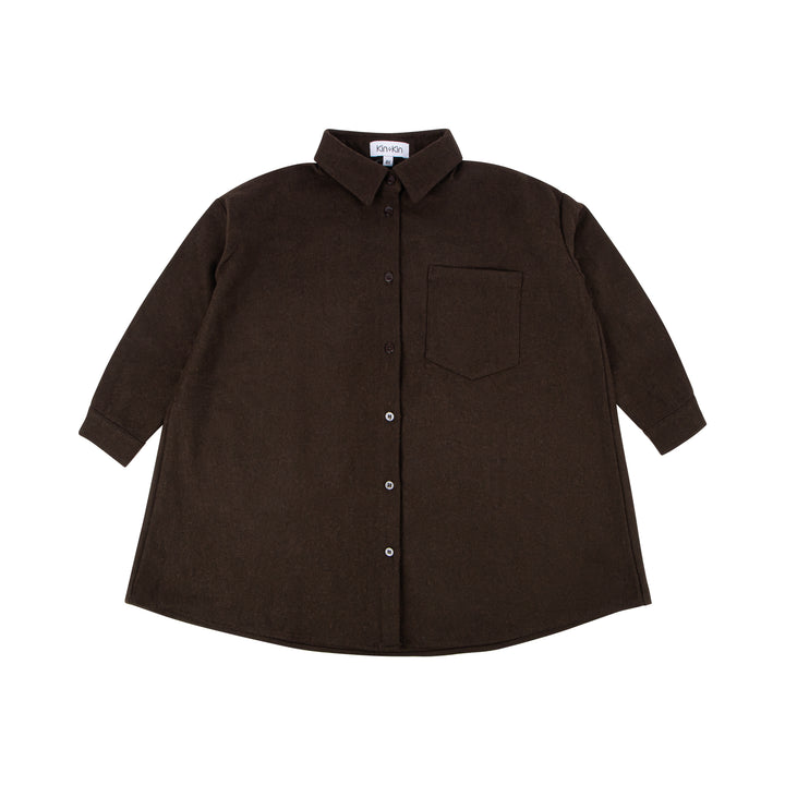 shirt 3/4 oversized pocket - brown