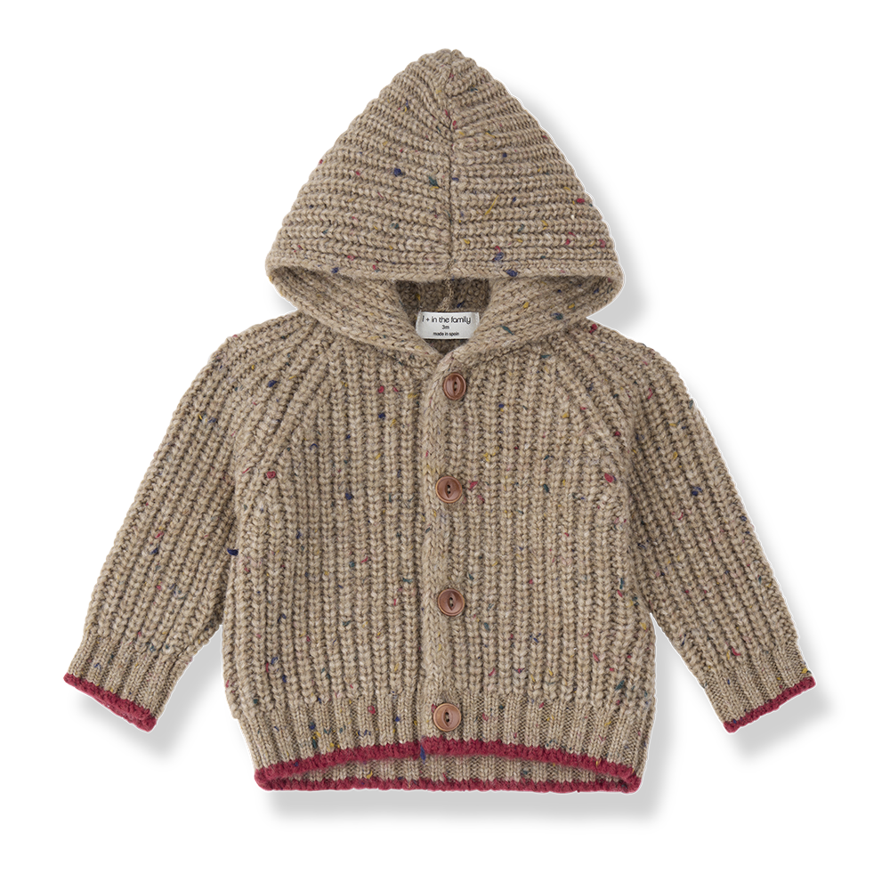 jacket chunky knit speckled button up with hood - canapa