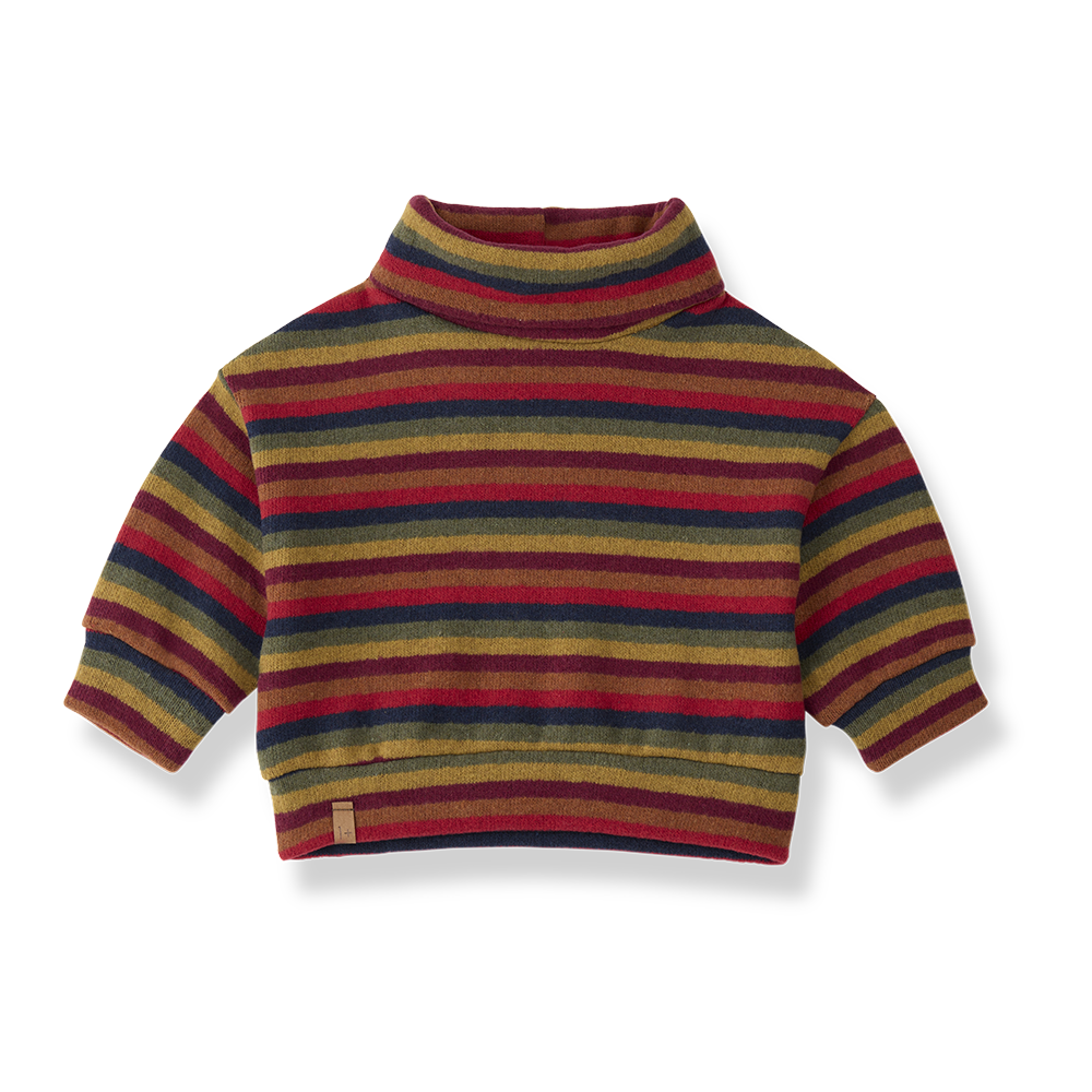 top l/s cotton multi striped turtleneck - multi