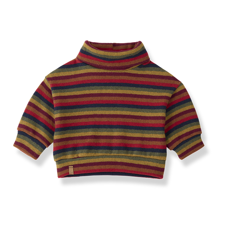 top l/s cotton multi striped turtleneck - multi