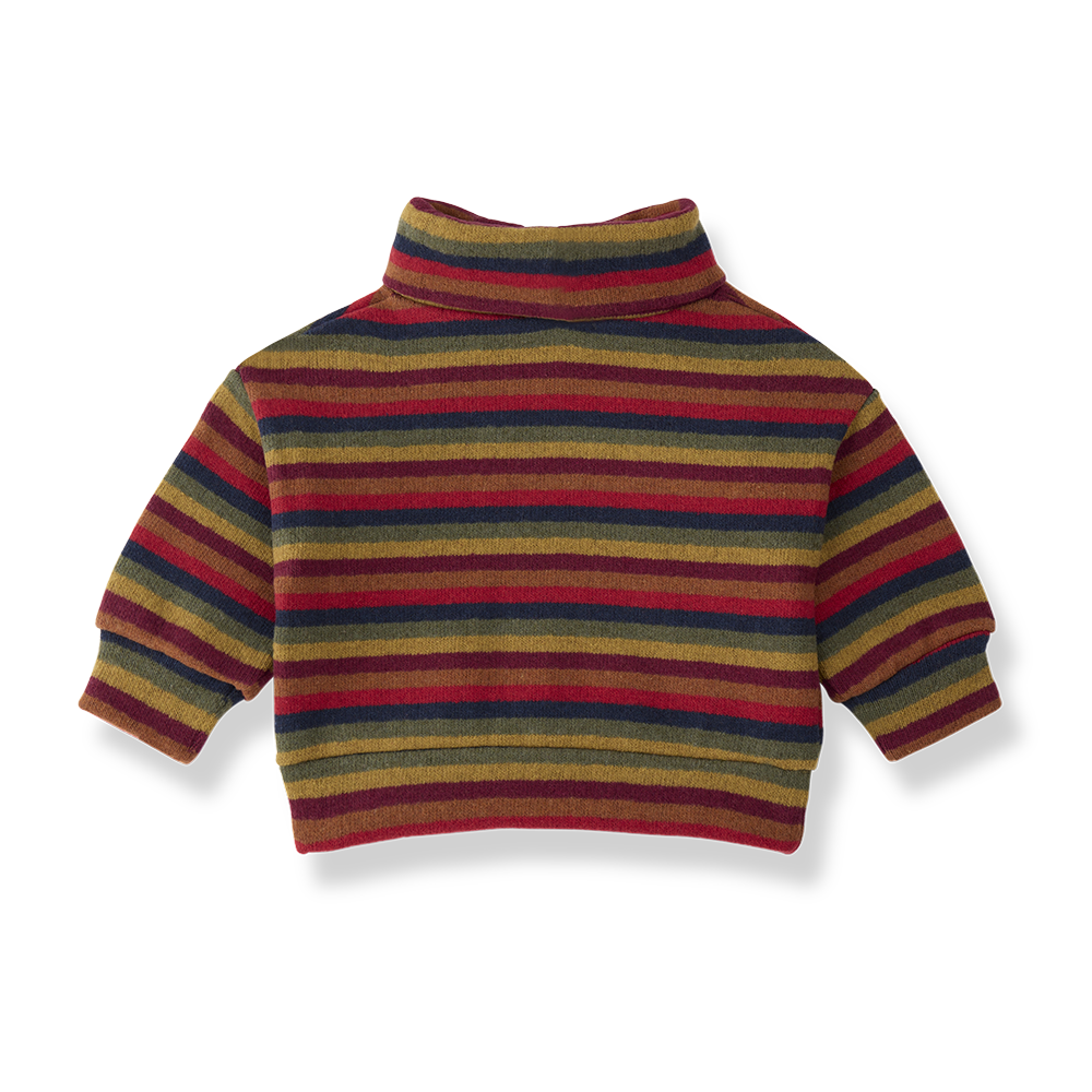 top l/s cotton multi striped turtleneck - multi