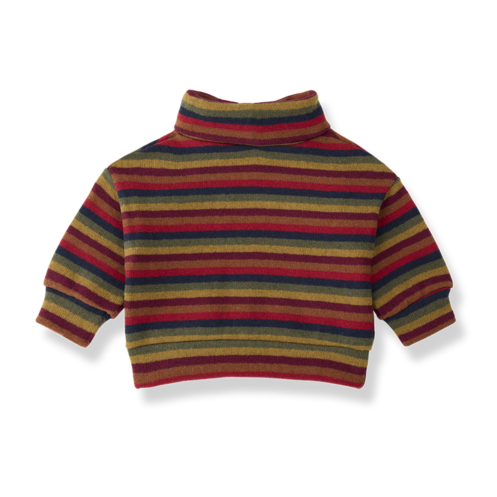 top l/s cotton multi striped turtleneck - multi