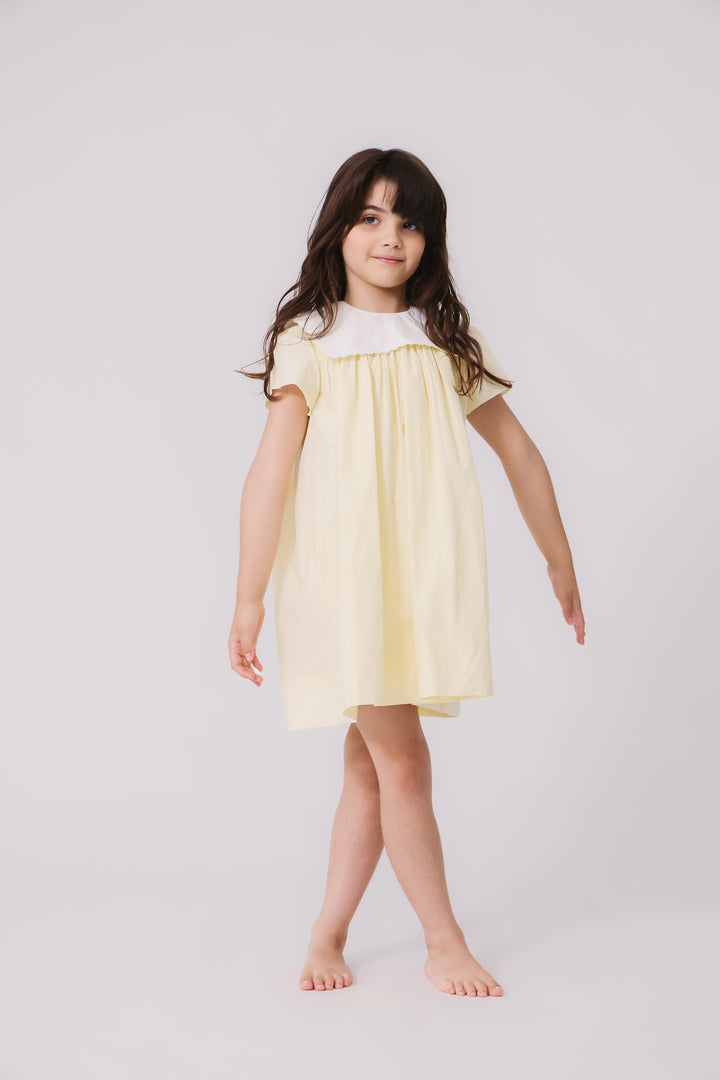 dress s/s high waisted with scalloped collar - butter