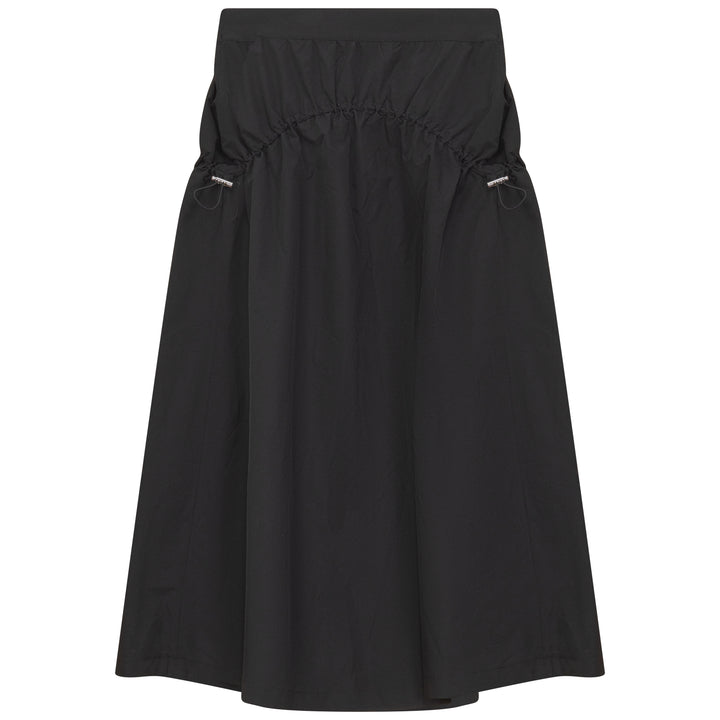 skirt midi drawstring bubble hem - black