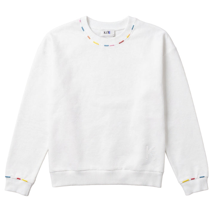 top l/s multicolor stitch sweatshirt - white