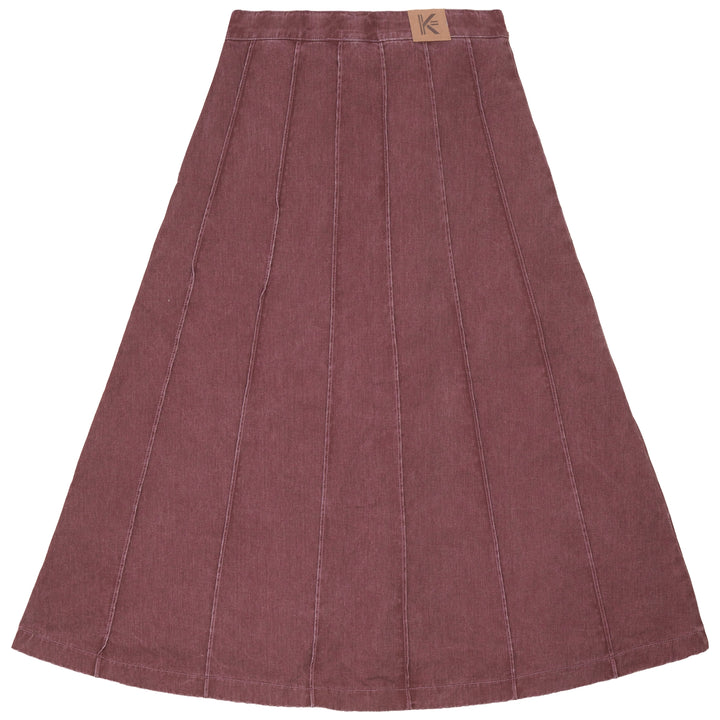 skirt midi denim panel - burgundy