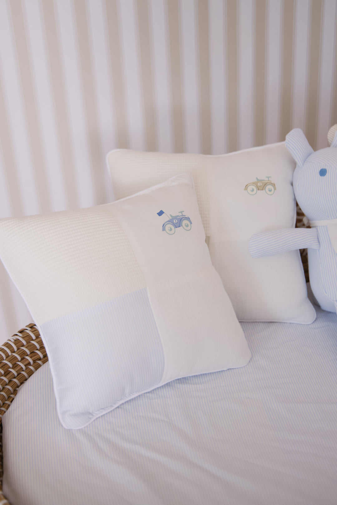 pillow striped solid - blue