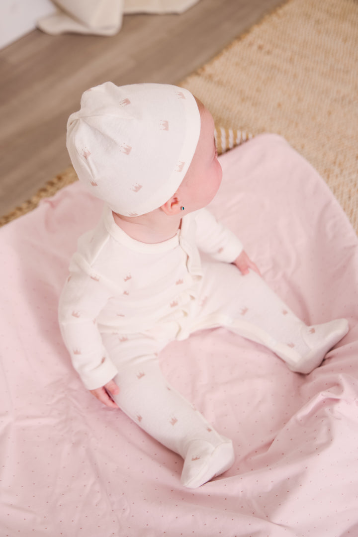 footie crown print - pink