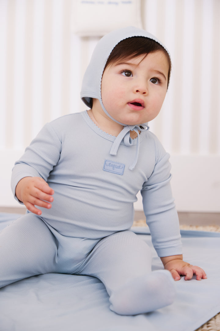 footie textured wave patch with bonnet - blue